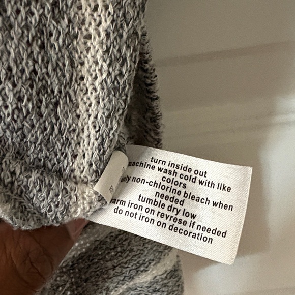 Lane Bryant Off-the-Shoulder Sweater in Gray and White Stripes - Picture 4 of 4